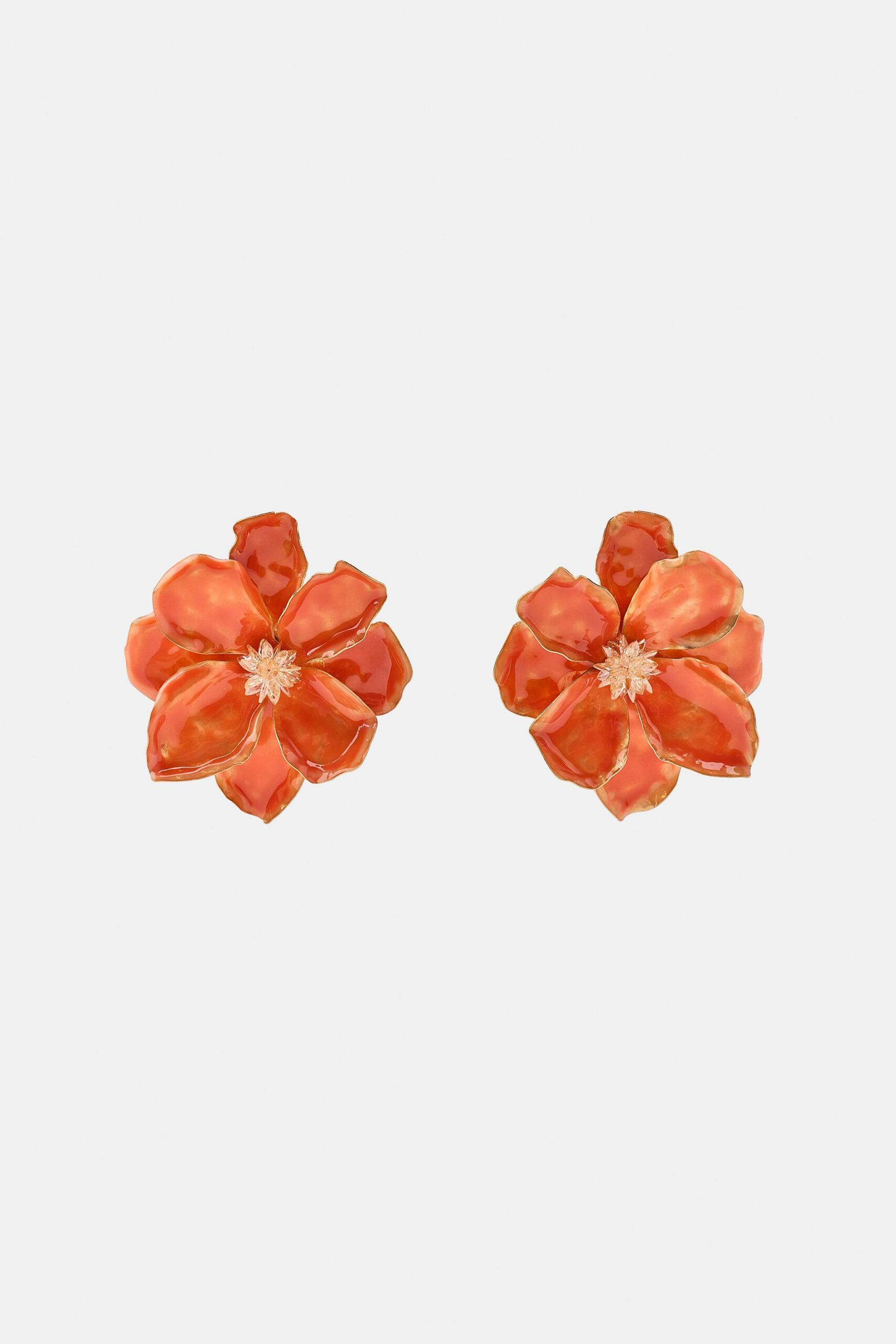 Enameled Metal Flower Earrings